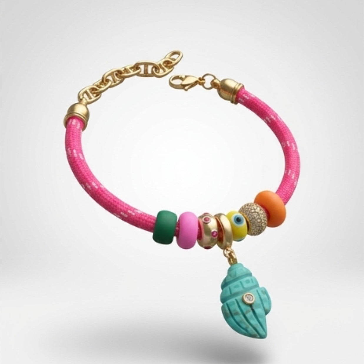 Carved Shell Charm Paracord Bracelet